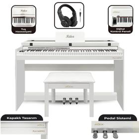 Midex Plx-140 Pro-Wh Bluetoothlu Tuş Hassasiyetli 88 Tuşlu Kapaklı Beyaz Dijital Piyano