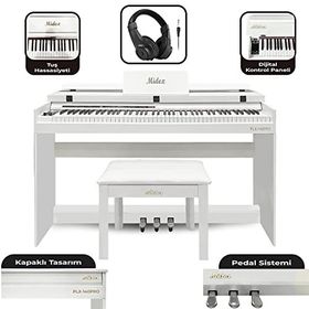 Midex Plx-140 Pro-Wh Bluetoothlu Tuş Hassasiyetli 88 Tuşlu Kapaklı Beyaz Dijital Piyano