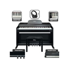 Midex PLX-190BK Siyah 88 Tuşlu Hammer Action ve Tuş Hassasiyeti Dijital Piyano