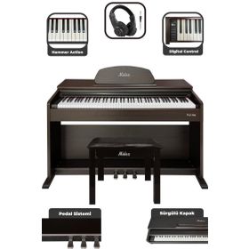 Midex PLX-190SR Gül Ağacı 88 Tuşlu Hammer Action ve Tuş Hassasiyeti Dijital Piyano