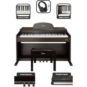 Midex PLX-190SR Gül Ağacı 88 Tuşlu Hammer Action ve Tuş Hassasiyeti Dijital Piyano