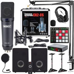 Midex Private Paket-6 Monitör-Mikrofon-Ses Kartı-Kulaklık ve Midi Pad Controller Stüdyo Ekipmanları Seti