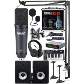 Midex Private Paket-7 Monitör-Mikrofon-Ses Kartı-Kulaklık ve Midi Klavye Stüdyo Ekipmanları Seti