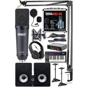 Midex Private Paket-7 Monitör-Mikrofon-Ses Kartı-Kulaklık ve Midi Klavye Stüdyo Ekipmanları Seti