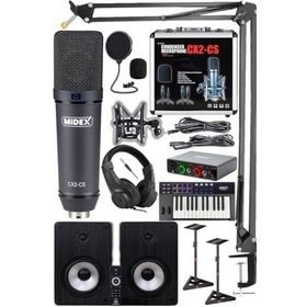 Midex Private Paket-7 Monitör-Mikrofon-Ses Kartı-Kulaklık ve Midi Klavye Stüdyo Ekipmanları Seti