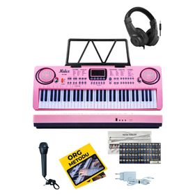 Midex PS-1500PK-H Başlangıç İçin Pembe 61 Tuşlu Org Kulaklık Notalık Mikrofon Metod