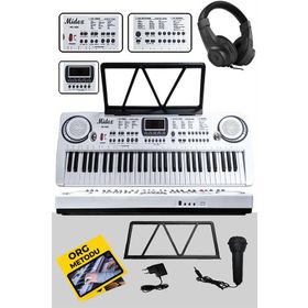 Midex PS-1500WH-H Başlangıç İçin 61 Tuşlu Org Kulaklık Notalık Adaptör Öğrenim Metodu