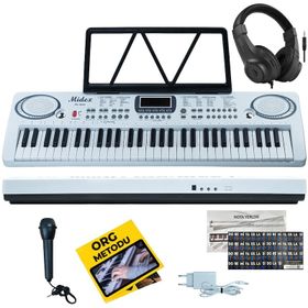 Midex PS-1500WH-H Başlangıç İçin 61 Tuşlu Org Kulaklık Notalık Adaptör Öğrenim Metodu