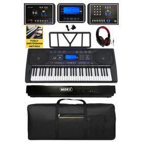 Midex PS-4500K Tuş Hassasiyetli 61 Tuşlu Org Dijital Lcd Ekran Usb Mp3 Kulaklık Çanta Notalık Öğrenme Metodu