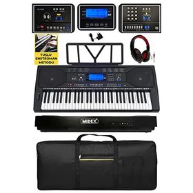 Midex PS-4500K Tuş Hassasiyetli 61 Tuşlu Org Dijital Lcd Ekran Usb Mp3 Kulaklık Çanta Notalık Öğrenme Metodu