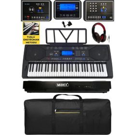 Midex PS-4500K Tuş Hassasiyetli 61 Tuşlu Org Dijital Lcd Ekran Usb Mp3 Kulaklık Çanta Notalık Öğrenme Metodu