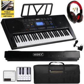 Midex PS-4500K Tuş Hassasiyetli 61 Tuşlu Org Dijital Lcd Ekran Usb Mp3 Kulaklık Çanta Notalık Öğrenme Metodu