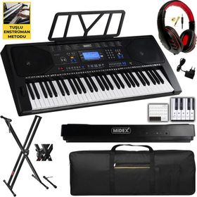 Midex PS-4500KS Tuş Hassasiyetli 61 Tuşlu Org Lcd Ekran Usb Mp3 Stand Kulaklık Çanta Notalık Metod