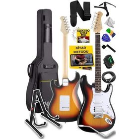 Midex RPH-30SB ST Gül Klavye Strat Kasa SSS Elektro Gitar Seti