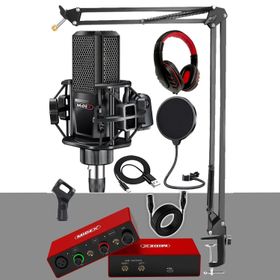 Midex Special Paket-3 Stüdyo Ekipmanları Ses Kartı Condenser Mikrofon Kulaklık Stand Full Set