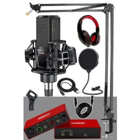 Midex Special Paket-3 Stüdyo Ekipmanları Ses Kartı Condenser Mikrofon Kulaklık Stand Full Set