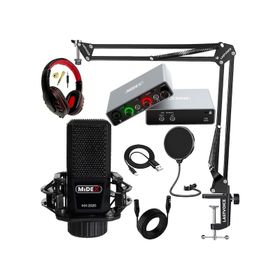 Midex Special Paket-3 Stüdyo Ekipmanları Ses Kartı Condenser Mikrofon Kulaklık Stand Full Set