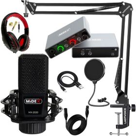 Midex Special Paket-3 Stüdyo Ekipmanları Ses Kartı Condenser Mikrofon Kulaklık Stand Full Set
