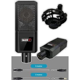 Midex Special Paket-3 Stüdyo Ekipmanları Ses Kartı Condenser Mikrofon Kulaklık Stand Full Set