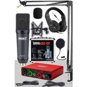 Midex Stüdyo Ekipmanları Exclusive Paket-2 CX2 Mikrofon GLX-700RD Ses Kartı Stüdyo Kayıt Seti