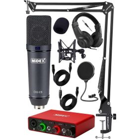 Midex Stüdyo Ekipmanları Exclusive Paket-2 CX2 Mikrofon GLX-700RD Ses Kartı Stüdyo Kayıt Seti