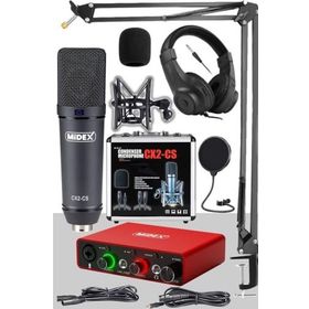 Midex Stüdyo Ekipmanları Exclusive Paket-2 CX2 Mikrofon GLX-700RD Ses Kartı Stüdyo Kayıt Seti