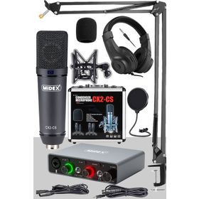 Midex Stüdyo Ekipmanları Exclusive Paket-3 CX2 Mikrofon GLX-700GR Ses Kartı Stüdyo Kayıt Seti