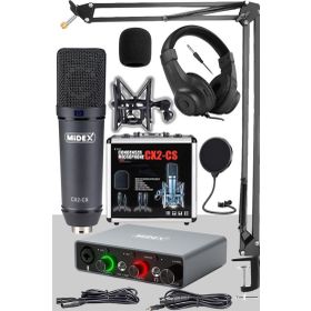 Midex Stüdyo Ekipmanları Exclusive Paket-3 CX2 Mikrofon GLX-700GR Ses Kartı Stüdyo Kayıt Seti
