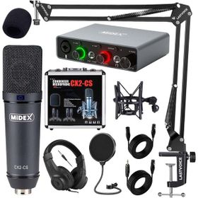 Midex Stüdyo Ekipmanları Exclusive Paket-3 CX2 Mikrofon GLX-700GR Ses Kartı Stüdyo Kayıt Seti
