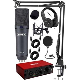 Midex Stüdyo Ekipmanları Exclusive Paket-4 CX2 Mikrofon GLX-800 Ses Kartı Stüdyo Kayıt Seti