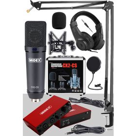 Midex Stüdyo Ekipmanları Exclusive Paket-4 CX2 Mikrofon GLX-800 Ses Kartı Stüdyo Kayıt Seti