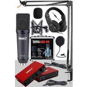Midex Stüdyo Ekipmanları Exclusive Paket-4 CX2 Mikrofon GLX-800 Ses Kartı Stüdyo Kayıt Seti