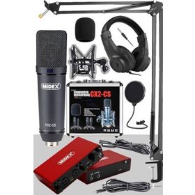 Midex Stüdyo Ekipmanları Exclusive Paket-4 CX2 Mikrofon GLX-800 Ses Kartı Stüdyo Kayıt Seti