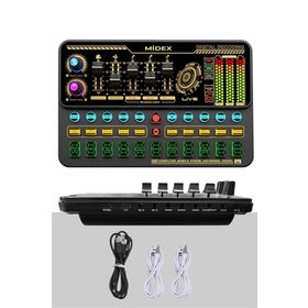 Midex VS11 Üst Seviye Stüdyo Kayıt Canlı Yayın Bluetooth ve Şarjlı Ses Kartı Efektli Radyo Mikseri