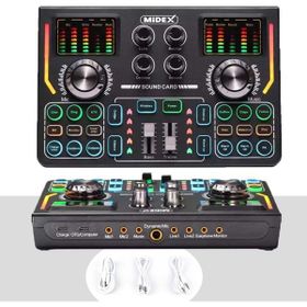 Midex VS15 Üst Seviye Stüdyo Kayıt Canlı Yayın Şarjlı Ses Kartı Efektli Radyo Mikseri