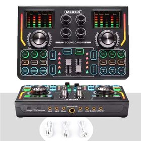 Midex VS15 Üst Seviye Stüdyo Kayıt Canlı Yayın Şarjlı Ses Kartı Efektli Radyo Mikseri