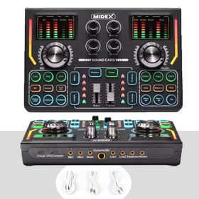 Midex VS15 Üst Seviye Stüdyo Kayıt Canlı Yayın Şarjlı Ses Kartı Efektli Radyo Mikseri