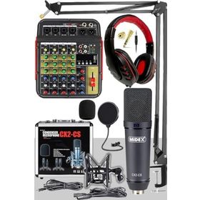Midex Wizard Paket-2 CX2 Stüdyo Mikrofon MDX-04FXU Stüdyo Kayıt Mikseri Kulaklık Ekipman Seti