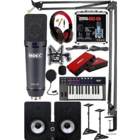 Midex Wizard Paket-6 Monitör-Mikrofon-Ses Kartı-Kulaklık ve Midi Klavye Stüdyo Ekipmanları Seti