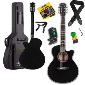 Midex XC-200BK 4/4 Yetişkin Üst Segment Kesik Kasa Siyah Akustik Gitar