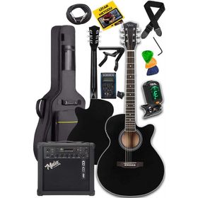 Midex XC-300XBK-AMP Siyah Elektro Akustik Gitar + Müzik Seti