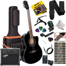 Midex XC-300XBK-AMP Siyah Elektro Akustik Gitar + Müzik Seti