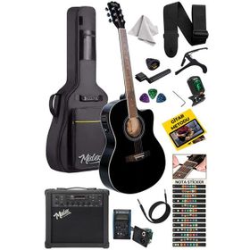 Midex XC-300XBK-AMP Siyah Elektro Akustik Gitar + Müzik Seti