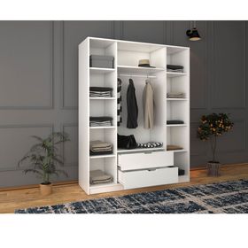Midoser Duru 4 Kapaklı 2 Çekmeceli Beyaz 140 cm Gardırop