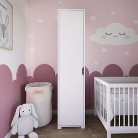 Midoser Duru 40 CM Mat Beyaz 5 Raflı Kiler Tek Kapılı Banyo ve Elbise Dolabı