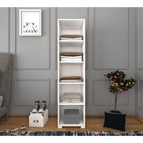 Midoser Duru 40 CM Mat Beyaz 5 Raflı Kiler Tek Kapılı Banyo ve Elbise Dolabı