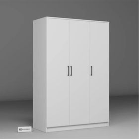 Midoser Kardelen Serisi 120 cm Mat Beyaz 3 Kapılı 5 Raflı Elbise Dolabı