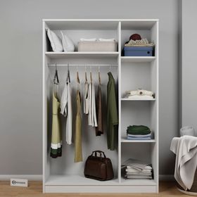 Midoser Kardelen Serisi 120 cm Mat Beyaz 3 Kapılı 5 Raflı Elbise Dolabı