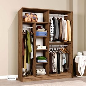 Midoser Kardelen Serisi 140 cm Atlantik Çam 4 Kapılı 5 Raflı Gardırop