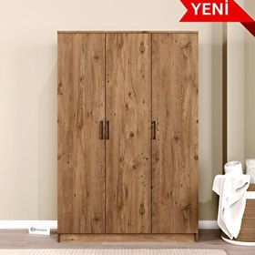 Midoser Kardelen Serisi Atlantik Çam 3 Kapaklı 5 Raflı 120 cm Elbise Dolabı